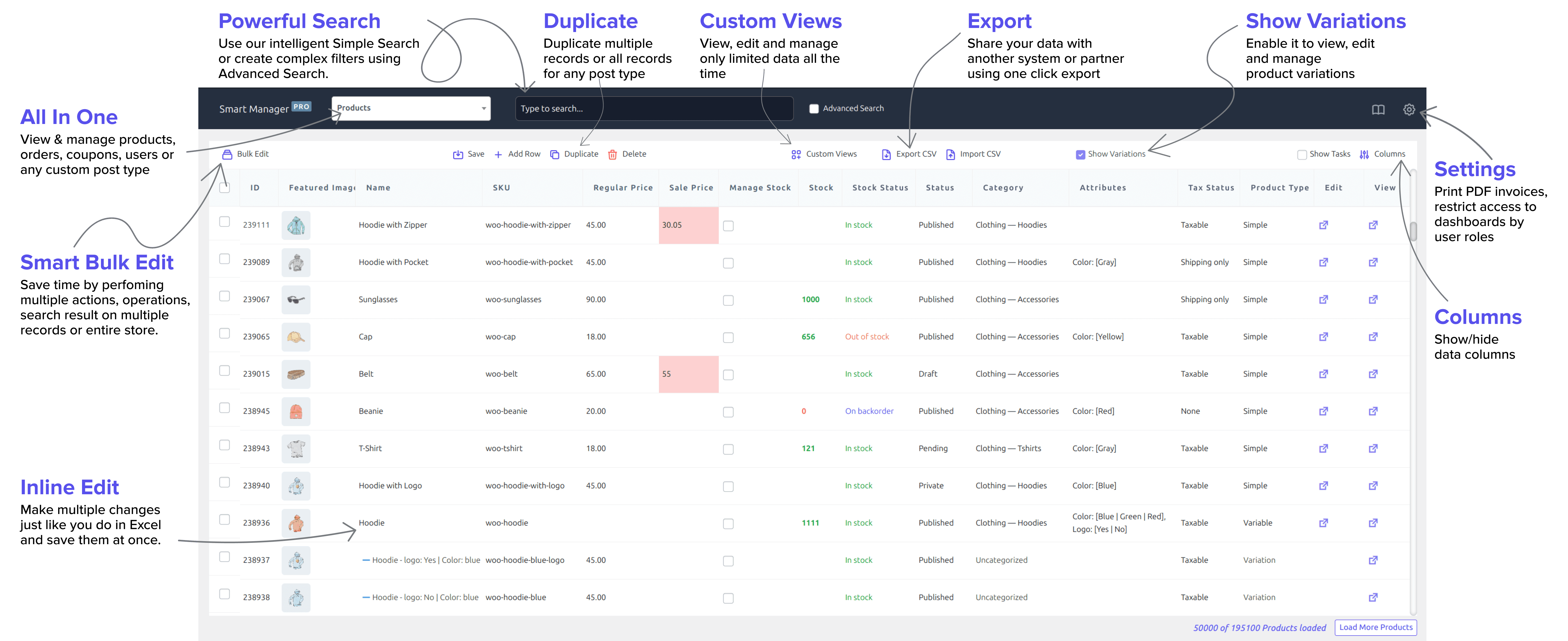 WordPress WooCommerce Smart Manager overview