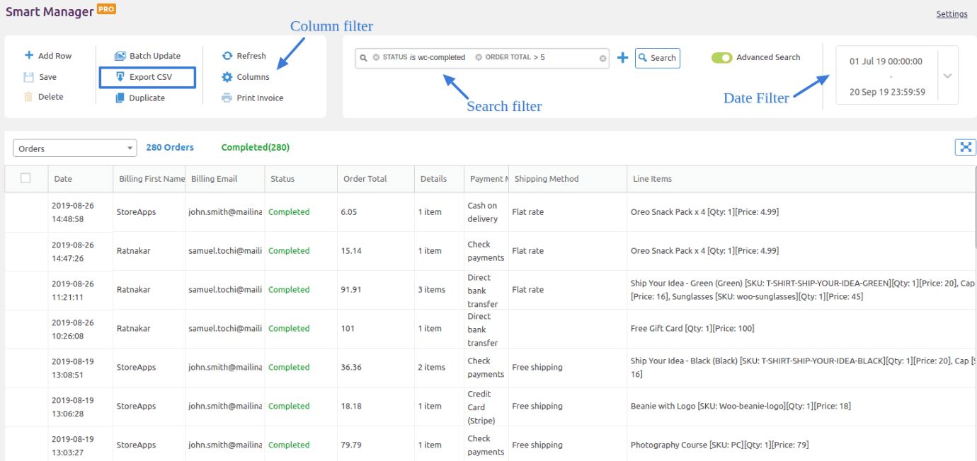 woocommerce excel export